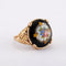 Bague 54 Bague cabochon en porcelaine en or jaune 18 carats 58 Facettes