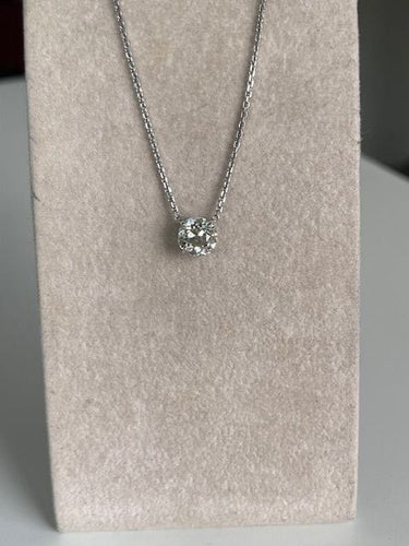 Collier Collier solitaire en or gris et diamant taille ancienne 1,90 carat 58 Facettes