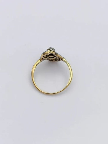 Bague 55 Bague Belle Époque - Trio de diamants en or jaune et platine 58 Facettes