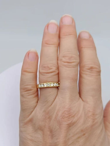 Bague 53 Bague demi-alliance en or 18k sertie rail et diamants 58 Facettes
