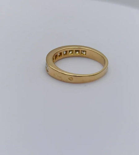 Bague 53 Bague demi-alliance en or 18k sertie rail et diamants 58 Facettes