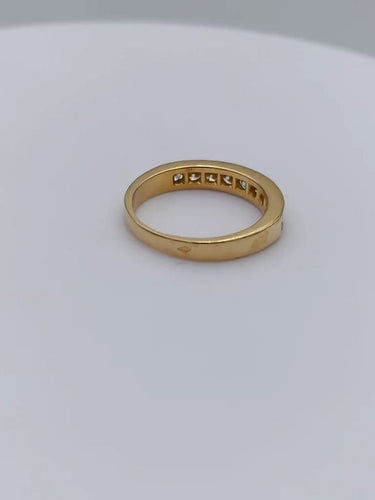Bague 53 Bague demi-alliance en or 18k sertie rail et diamants 58 Facettes