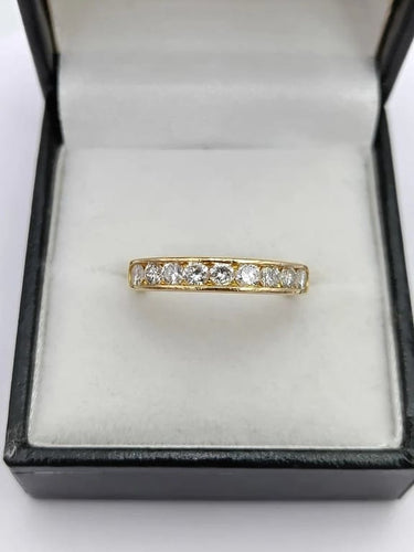 Bague 53 Bague demi-alliance en or 18k sertie rail et diamants 58 Facettes