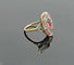 Bague 52 Bague ovale fin XIXe en or jaune 18K rubis et diamants 58 Facettes