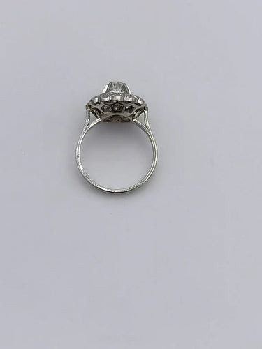 Bague 53 Bague marguerite fleur vintage en or 18k et platine sertie de diamants 58 Facettes