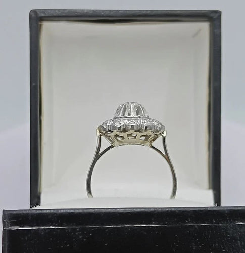 Bague 53 Bague marguerite fleur vintage en or 18k et platine sertie de diamants 58 Facettes
