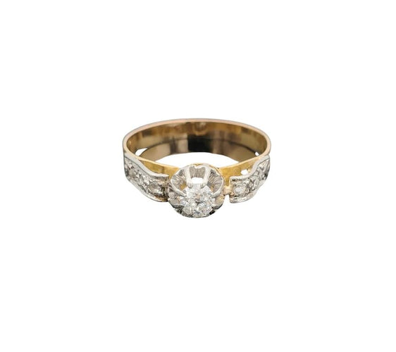 Bague 52.5 Bague solitaire en or 18K bicolore avec diamant 58 Facettes