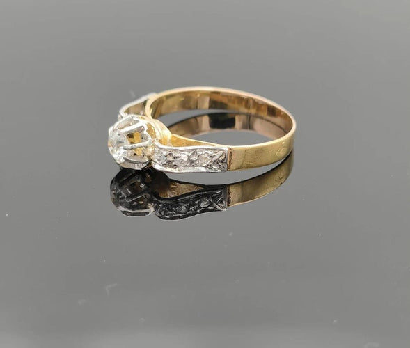 Bague 52.5 Bague solitaire en or 18K bicolore avec diamant 58 Facettes