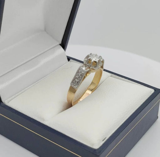 Bague 52.5 Bague solitaire en or 18K bicolore avec diamant 58 Facettes