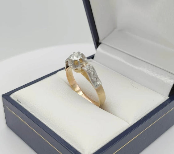 Bague 52.5 Bague solitaire en or 18K bicolore avec diamant 58 Facettes