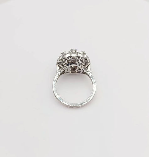 Bague 53 Bague vintage en platine en fleur sertie de diamants 58 Facettes