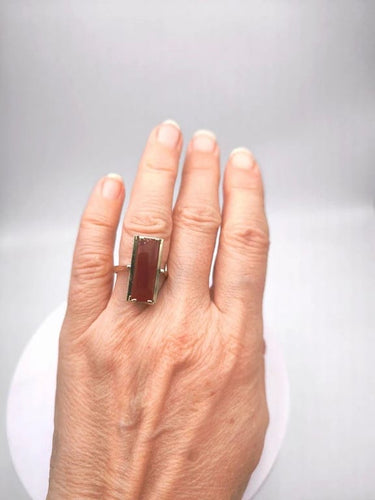 Bague 55 Bague réversible vintage en or gris 18K, améthyste et cornaline 58 Facettes