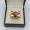 Bague 51 Bague nœud tank Art déco en or jaune 18K et rubis 58 Facettes