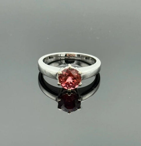 Bague 55 Solitaire - Bague en or gris 18K au spinelle rose 58 Facettes