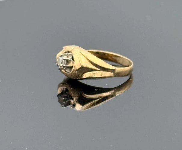 Bague 51 Bague rétro en or jaune 18K sertie d’un diamant 58 Facettes