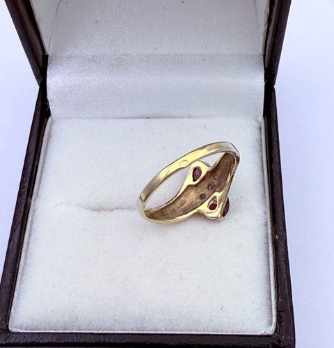 Bague 52.5 Bague Toi & Moi vintage en or jaune 18K avec rubis poire et diamants 58 Facettes