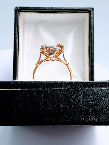 Bague 52 Bague rétro cocktail en or jaune 18K et platine, saphirs et diamants 58 Facettes