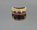 Bague 55 Bague jarretière vintage en or jaune 18k avec rubis et diamants 58 Facettes