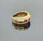 Bague 55 Bague jarretière vintage en or jaune 18k avec rubis et diamants 58 Facettes