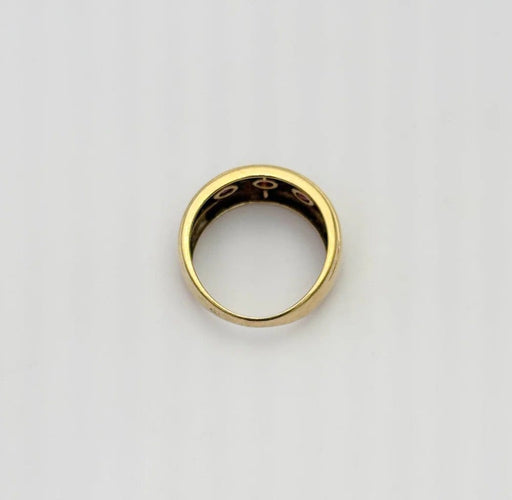 Bague 55 Bague jarretière vintage en or jaune 18k avec rubis et diamants 58 Facettes