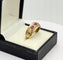 Bague 55 Bague jarretière vintage en or jaune 18k avec rubis et diamants 58 Facettes