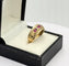 Bague 55 Bague jarretière vintage en or jaune 18k avec rubis et diamants 58 Facettes