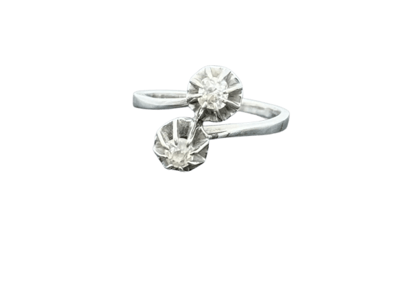 Bague 56 Bague Toi & Moi en or gris 18K et diamants 58 Facettes