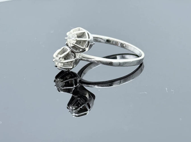 Bague 56 Bague Toi & Moi en or gris 18K et diamants 58 Facettes
