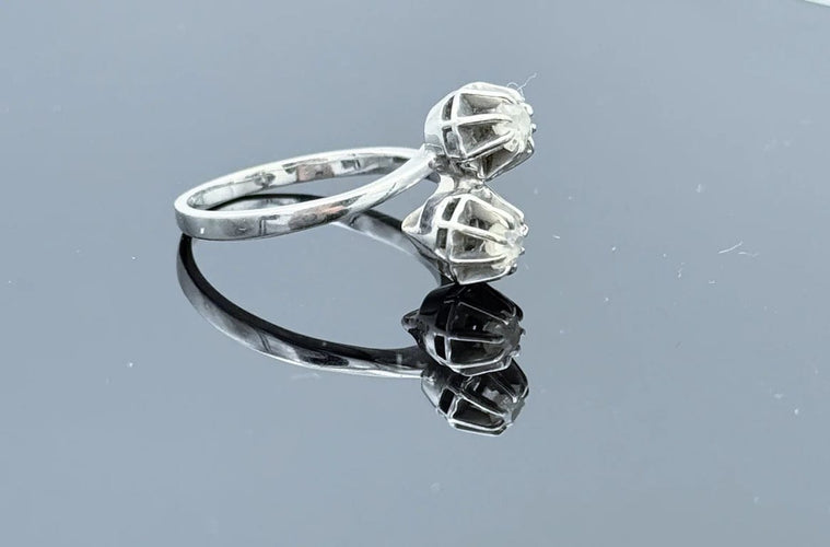 Bague 56 Bague Toi & Moi en or gris 18K et diamants 58 Facettes