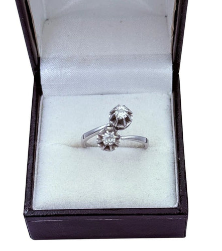 Bague 56 Bague Toi & Moi en or gris 18K et diamants 58 Facettes