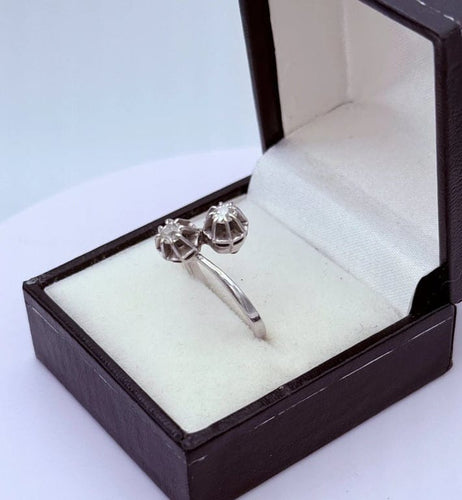 Bague 56 Bague Toi & Moi en or gris 18K et diamants 58 Facettes