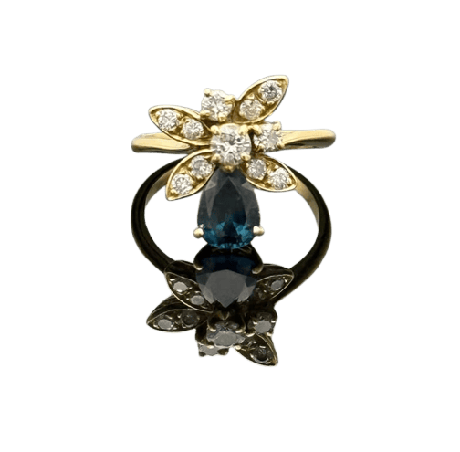 Bague 58 Bague duchesse vintage en or jaune 18K sertie de saphir et diamants 58 Facettes