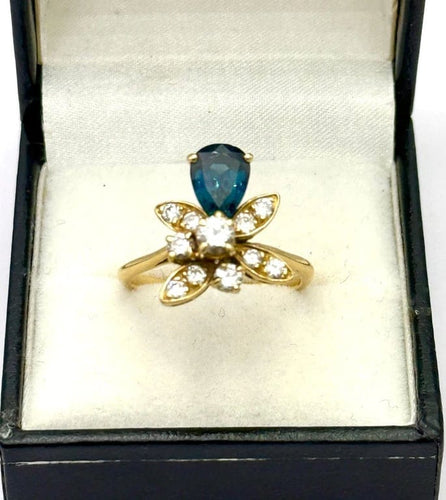 Bague 58 Bague duchesse vintage en or jaune 18K sertie de saphir et diamants 58 Facettes