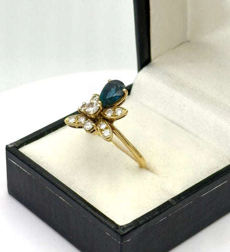 Bague 58 Bague duchesse vintage en or jaune 18K sertie de saphir et diamants 58 Facettes