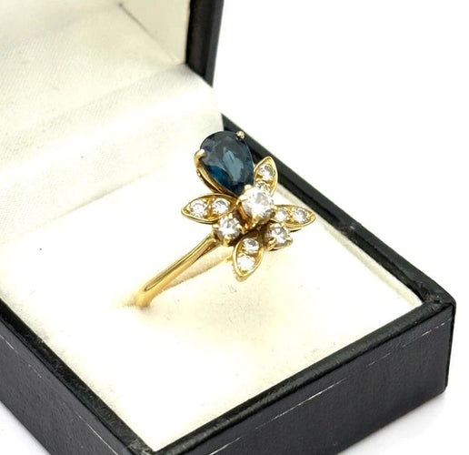 Bague 58 Bague duchesse vintage en or jaune 18K sertie de saphir et diamants 58 Facettes