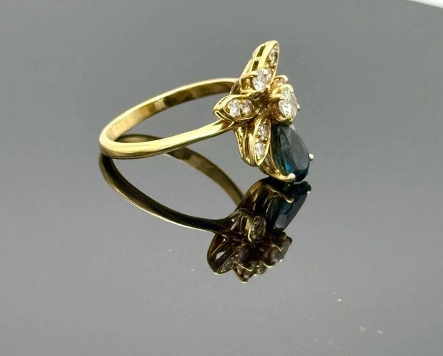 Bague 58 Bague duchesse vintage en or jaune 18K sertie de saphir et diamants 58 Facettes