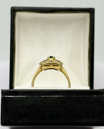 Bague 53 Bague vintage style Art déco en or jaune, saphirs et diamants 58 Facettes