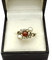 Bague 53 Bague trilogie ancienne en or 18K avec perles, grenat et diamants 58 Facettes