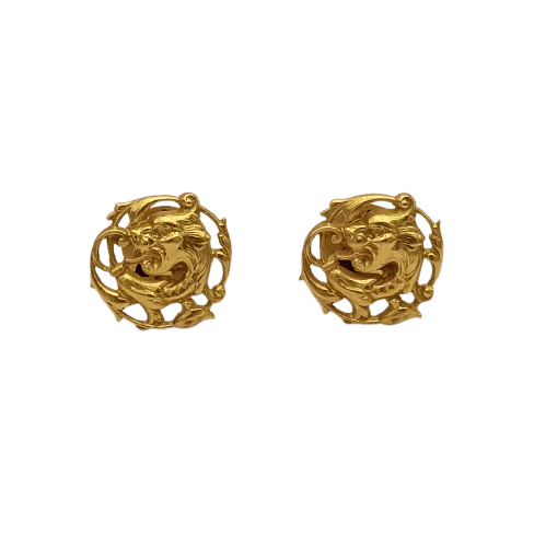 Boutons de manchette Boutons de manchette vintage chimère en or jaune 18k 58 Facettes