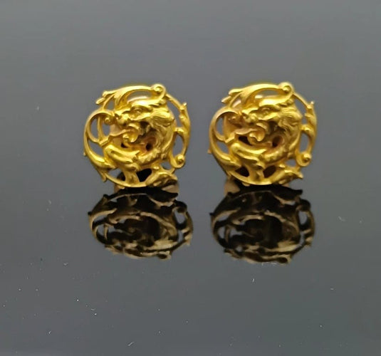 Boutons de manchette Boutons de manchette vintage chimère en or jaune 18k 58 Facettes
