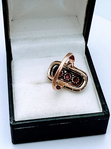 Bague 54 Bague XIXe siècle en or rose 18K sertie de rubis, perles et diamants 58 Facettes