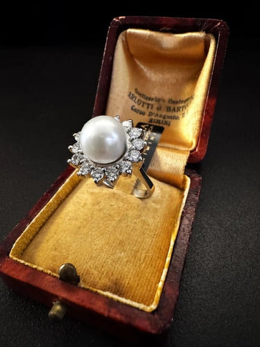 Bague 54 Bague avec perle de culture et diamants taille brillant 58 Facettes