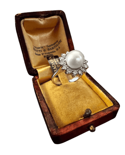 Bague 54 Bague avec perle de culture et diamants taille brillant 58 Facettes