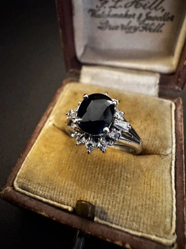 Bague 53 Bague en platine avec saphir et diamants 58 Facettes