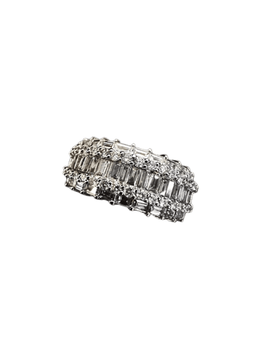 Bague 54 Bague années 1970 en platine avec saphir et diamants 58 Facettes