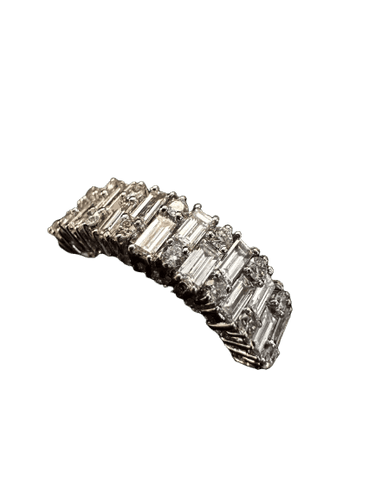Bague 54 Bague demi-alliance en or blanc sertie de diamants 58 Facettes