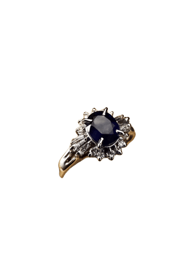 Bague 54 Bague en platine avec saphir et diamants 58 Facettes