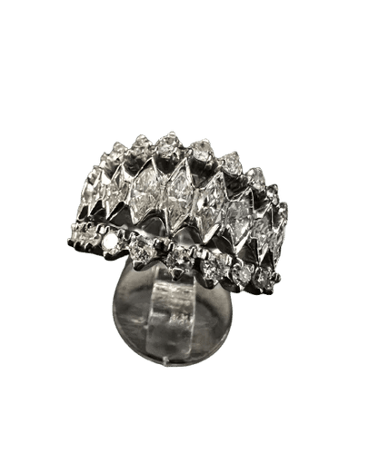 Bague 55 Alliance - Bague en or blanc et diamants taille marquise 58 Facettes