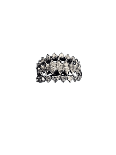 Bague 55 Alliance - Bague en or blanc et diamants taille marquise 58 Facettes