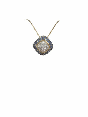 Collier Collier pendentif en or jaune 18k avec diamants et saphirs 58 Facettes